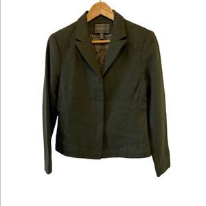 Wool Dark Green Button Up Short Blazer Jacket 6